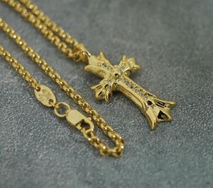 クロムハーツ★ダブルクロスチャーム/カスタムパヴェ/ロールチェーン/2点セット/22K/インボイス/CHROME HEARTS