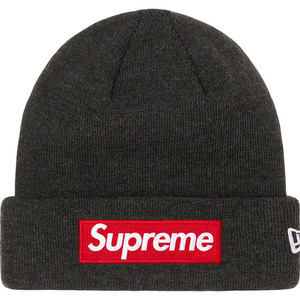 新品 21AW Supreme New Era Box Logo Beanie ニューエラ ボックス ロゴ ビーニー Charcoal チャコール 帽子 ニットキャップ