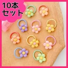 子ども ヘアゴム 10本セット ベビー キッズ フラワー パステル 花ちゃん