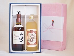 冬の贈り物ご挨拶 感謝の贈り物 セット 感謝贈り物ボックス 洋酒焼酎2本セット（ウイスキー山崎700ml 長期熟成麦焼酎夢のひととき720ml）