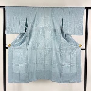 長襦袢 身丈124cm 裄丈63cm S 地紋 水色 正絹 秀品 【中古】