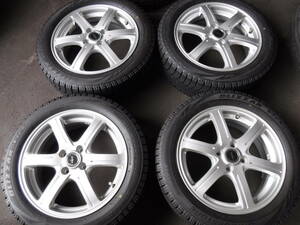 HS633　送料無料 4本SET価格! バリ山 スタッドレス 185/55R16 ブリヂストン BS BLIZZAK VRX 16×6J PCD100 4穴 4H +53 アルミ SET