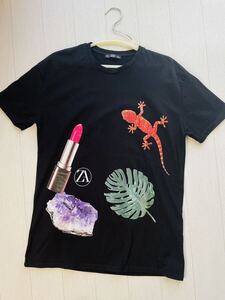 ZARA 黒 ルージュCOLLECTION Tシャツ(半袖)M美品 レディース/ブラック