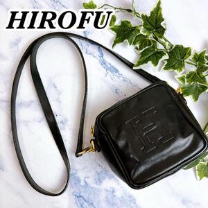 送料無料　HIROFU ヒロフ　ミニ ショルダーバッグ　本革　レザー　ブラック　黒　Hロゴ刻印