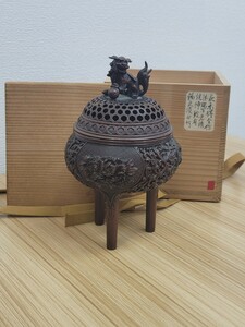 【E/F752473】骨董品 宏采 こうろう 香炉 三足 錫急須台付 詳細不明