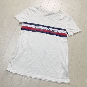 3964☆ TOMMY HILFIGER トミーヒルフィガー トップス 半袖Tシャツ クルーネックTシャツ メンズS ホワイト 柄