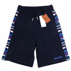 22SS【タグ付き・定価91,300円】MISSONI short track pants sizeS ネイビー ミッソーニ トラックショートパンツ ショーツ