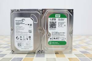 ∨JUNK 1TB｜2個まとめ 3.5インチ HDD SATA 内臓 ハードディスク ｜WD シーゲート ST1000DM003 WD10EZRX パソコン 部品｜ジャンク ■N7303