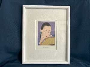 鶴田一郎 テイル・ドリームス 額縁入 美人画 ポストカード 中古セット アート 装飾品 The Tale of Dreame 紫 壁掛け紐付 マット フレーム白