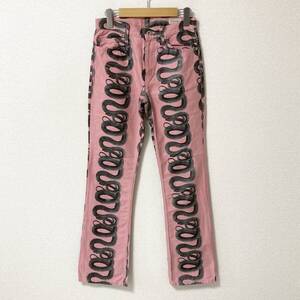 90s 00s HYSTERIC GLAMOUR スネーク ループ コットン パンツ ピンク Mサイズ ヒステリックグラマー ヘビ 蛇 VINTAGE archive 4060343