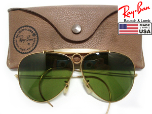 希少Vintage B&L RayBan SHOOTER 62mmゴールド#3 シュータMETALボシュロムUSAアメリカ シューティング メンズ メタル サングラス金グリーン