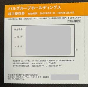 1枚　1泊4名様まで PAL GROUP パルグループホールディングス　株主優待券