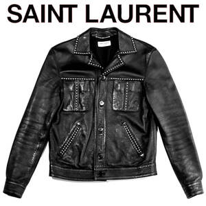 【定価60万円】希少 SAINT LAURENT PARIS サンローラン パリ 16SS スタッズレザージャケット 42 エディ スリマン HEDI SLIMANE