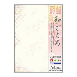 4974268222428 和柄用紙　和ごころ　Ａ4判　花七宝 ＰＣ関連用品 ＯＡ用紙 コピー用紙（和紙） ササガワ 4-1043