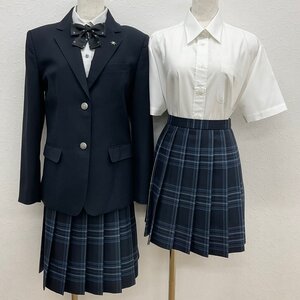 U1241/S1448(中古)大阪府 住吉高校 女子制服6点 /校章付/ブレザー:L/ブラウス:L,LL/夏冬スカート:W75/リボン/VARSITYMATE/標準服/卒業生品/