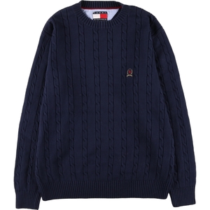 古着 90年代 トミーヒルフィガー TOMMY HILFIGER ケーブル編み コットンニットセーター メンズM相当 ヴィンテージ /eaa401044