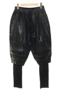 ユリウス JULIUS 24AW COATED LAYERED SHORT-PANTS BLACK SIZE 2 879PAM6-C レイヤード ショート パンツ ブラック 【ブランド古着ベクトル