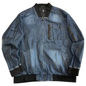 SEAN JOHN デニム ジャケット 3XL ブルゾン MA-1 ジャケット HIPHOP ヒップホップ フルジップ インディゴ ショーンジョン