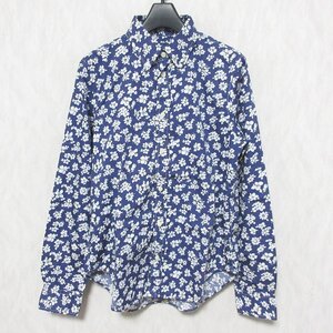 美品 POLO RALPH LAUREN ポロラルフローレン フラワープリント 花柄 長袖 ボタンダウン BDシャツ ブラウス 6 ネイビー ◆