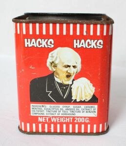 イギリス アンティーク 古い缶 ティン缶 HACKS のど飴 小さな手のひらサイズ
