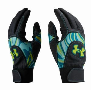 ★UNDER ARMOUR バッティンググローブ[両手用](黒/水色)(MD) 新品！★