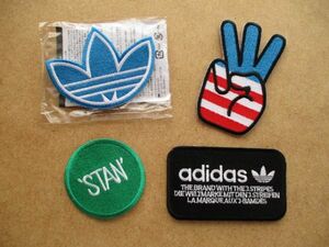 【4枚セット】アディダス オリジナルスadidas Originals ノベルティ ワッペン/非売品パッチPATCH黒アップリケ正規品トレフォイル三つ葉 S98