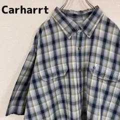 カーハート　半袖シャツ　チェック柄　Carharrt ビッグサイズ　3XL 古着