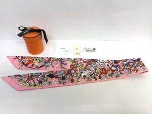 H203-W6-2372 ◎ HERMES エルメス ツイリー スカーフ ラフォルパラード レディース ピンク 箱付き HTH2001 長さ約86cm