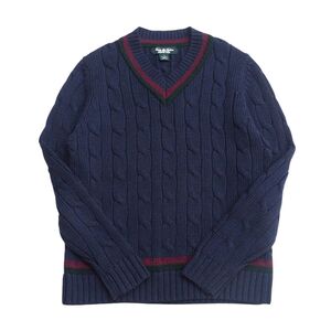 MH1987▽ブルックスブラザーズ/BROOKS BROTHERS*メンズ*Vネックセーター/ケーブル編み/ウールニット/チルデンセーター*ネイビー系