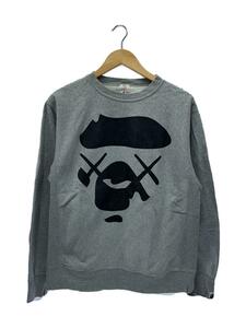 A BATHING APE◆kaws × BAPE/Big face/スウェット/M/コットン/グレー/プリント//