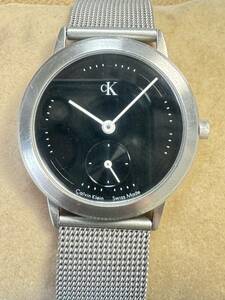 Ｌ169　腕時計　CK Calvin Klein/カルバン　クライン　K3321 SWISS クォーツ　3針　ラウンド　アナログ　ブラック文字盤