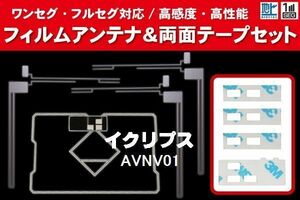 地デジ ワンセグ フルセグ GPS一体型フィルム & L字型フィルム & 両面テープ セット イクリプス ECLIPSE 用 AVNV01 対応 フロントガラス