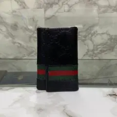 GUCCI グッチ キーケース GG 6連 ブラック レザー シェリーライン