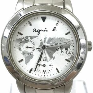 agnes b アニエスベー 腕時計 V33J-0010 クオーツ アナログ ラウンド シルバー カレンダー コレクション おしゃれ 電池交換済み 動作確認済