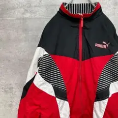 90s PUMA 万国旗タグ トラックジャケット ボーダーロゴ 襟ストライプ