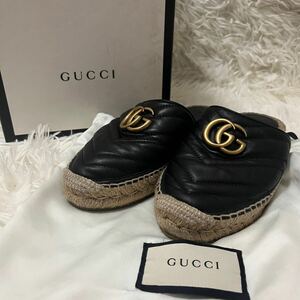 1円 【付属率品付き】GUCCI グッチ エスパドリーユ マーモント キルティング ビー サンダル