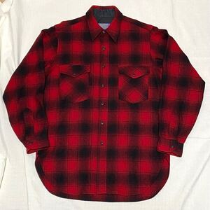 美品 70s ビンテージ ペンドルトン 黒 赤 オンブレ シャドーチェック ウール シャツ USA製 オリジナル ブラック PENDLETON アメリカ製 古着