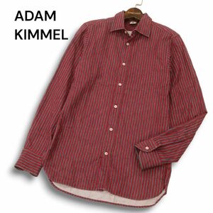 イタリア製★ ADAM KIMMEL アダムキメル 通年 長袖 ストライプ シャツ Sz.XXS　メンズ 赤　C4T07687_8#C