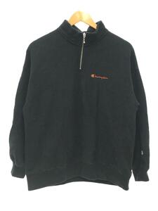 Champion◆WMNS RW HALF ZIP SWEATSHIRT/スウェット/L/コットン/ブラック/CW-S009