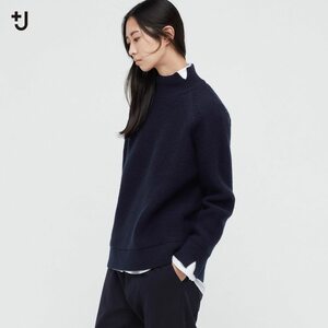 ◆UNIQLO◆+J◆21AW◆プレミアムラムケーブルハイネックセーター◆XL◆NAVY◆ジルサンダー◆ニット◆ユニクロ◆新品◆