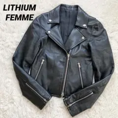 LITHIUM FEMME リチウムフェム ダブルライダースジャケット 羊革 黒