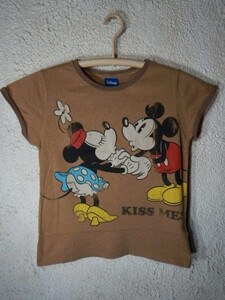 to2414　DISNEY　ディズニー　レディース　半袖　オールド　プリント　デザイン　tシャツ　ミッキー　ミニー　マウス　キス　Kiss　vintage