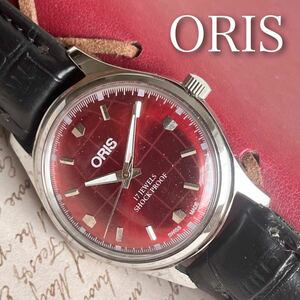 ■美品■オリス■ORIS 手巻き機械式1980年代ヴィンテージメンズ腕時計アンティーク即納 男性人気ブランド 深紅184