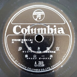 【蓄音器用SP盤レコード/ヒビ有】Columbia/東寳映画「音樂五人男」主題歌/夢淡き東京 藤山一郎/愛の星 藤山一郎・小夜福子/SPレコード