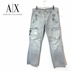 1N2342-F-N◆ ARMANI EXCHANGE アルマーニエクスチェンジ カーゴパンツ ボトムス ◆ size30 コットン グレー 古着 メンズ