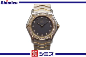 1円【EBEL】良品 稼働品 エベル クラシックウェーブ 12P 1057902 K18/750YGベゼル 純正ダイヤ コンビ レディース腕時計