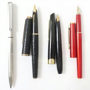 1円【ジャンク】MONT BLANC PILOT PLATINUM 万年筆 ボールペン4本セット K14 K18/回転式2色ボールペンほか/65