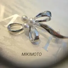 【極上美品】MIKIMOTO　リボンパールブローチ☆M刻印あり