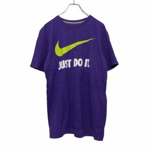 NIKE 半袖 プリントTシャツ M パープル イエロー ナイキ ロゴ シンプル 古着卸 アメリカ仕入 a508-6187