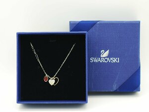 ■【YS-1】 Swarovski スワロフスキー ■ クリスタル ハート ネックレス ■ シルバー系 × クリア レッド ゴールド系 【同梱可能商品】C